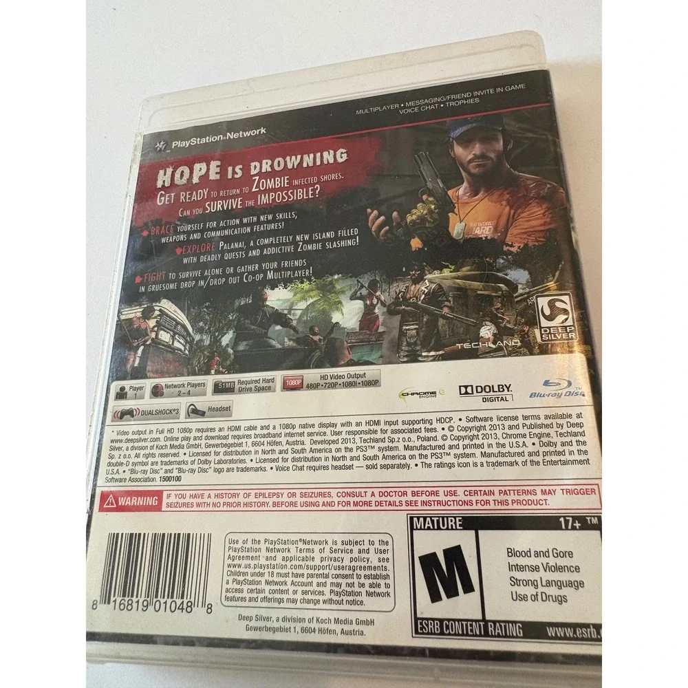 Dead Island Riptide‎ Sony PlayStation 3 PS3 Video Game Action Adventure